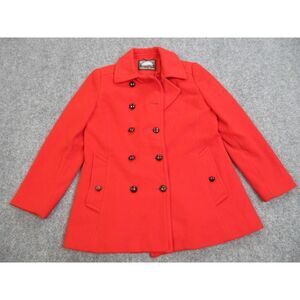 VINTAGE Mackintosh Jacket Womens 10 Red Button Up Wool Peacoat Union Made Jacket